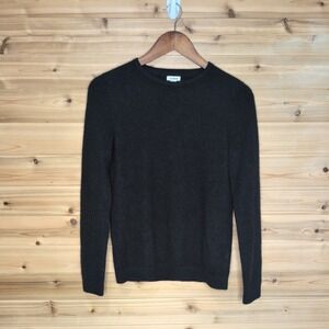 LL Bean Black 100% Cashmere Crewneck Sweater Womens Medium Tall 515161